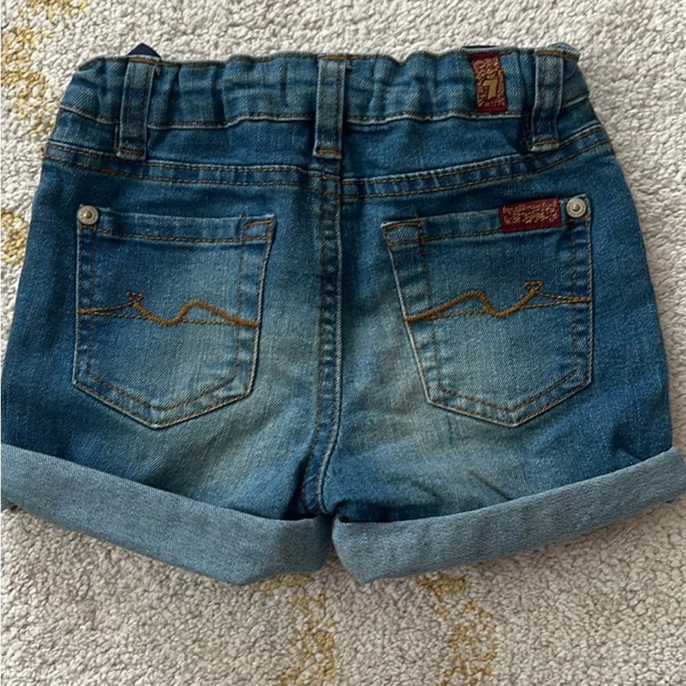 7 For All Mankind Girls Denim Roll-Cuff Shorts in Blue